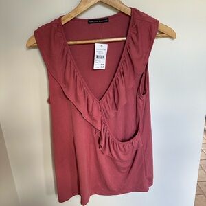 Max Studio Sleeveless Ruffle Blouse - Deep Rose